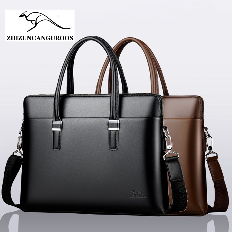 袋鼠皮包手提包男士真皮大容量单肩斜挎包潮(热品库)