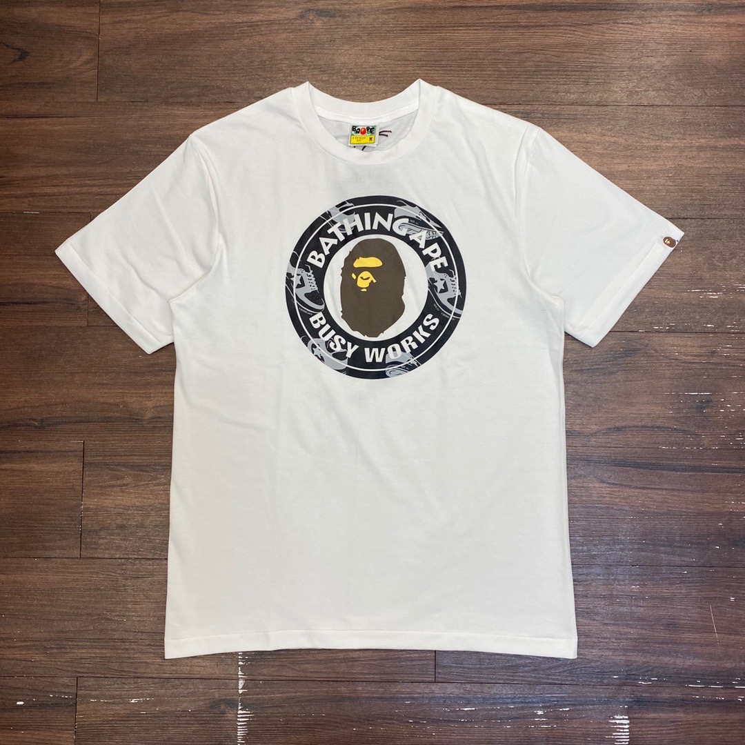 X189 WhiteChaopai BAPE jointly BW Cooperation Fund ring classic Ape head printing Men's and women's money pure cotton easy Short sleeve T-shirt