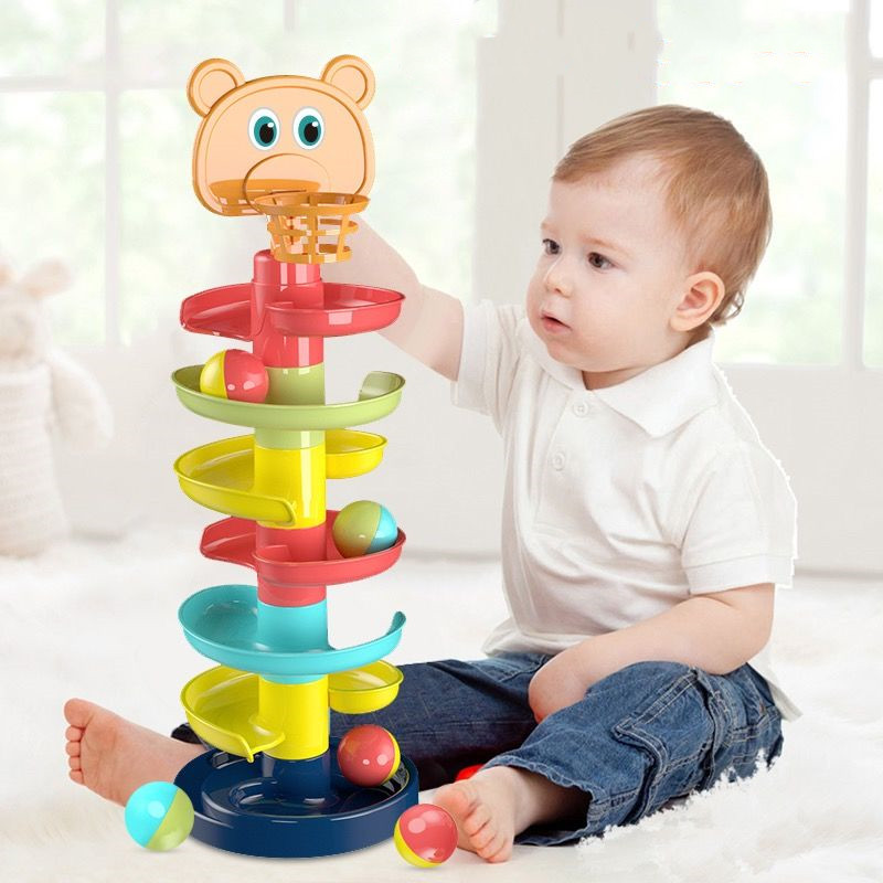  宝宝益智趣味轨道滑球塔叠叠乐转转乐儿童玩具智趣味早教1-2玩具