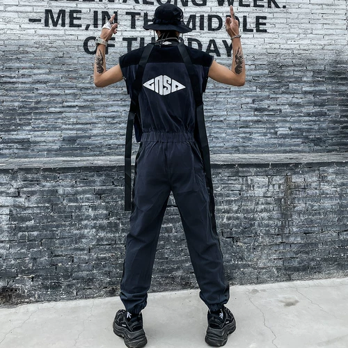 Ретро съемное боди, модный комплект подходит для мужчин и женщин, жилет, комбинезон, с рукавом