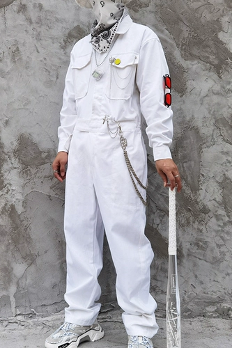 Японский ретро комбинезон, штаны подходит для мужчин и женщин, комплект, оверсайз, длинный рукав