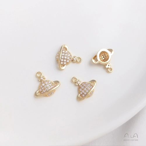 Цирконий, подвеска на солнечной энергии, ожерелье и серьги, микроинкрустация, 14 карат, золотой цвет