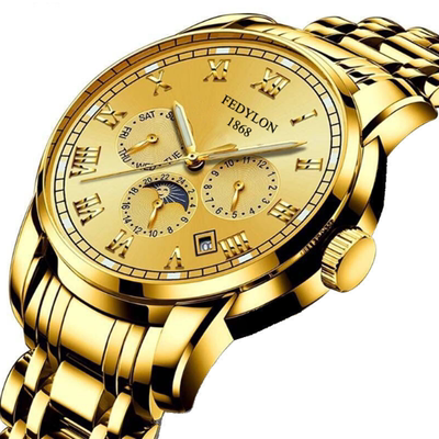 新款瑞士夜光防水精钢带男表日历手表男士潮流名牌全自动非机械表