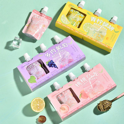 【买二送一】高颜值白桃吸吸冻果汁饮料儿童果冻布丁零食散装