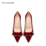 Демисезонные свадебные туфли для принцессы на высоком каблуке с бантиком, обувь