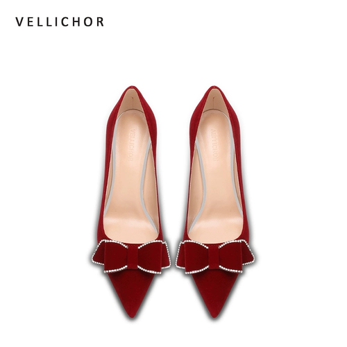 Демисезонные свадебные туфли для принцессы на высоком каблуке с бантиком, обувь