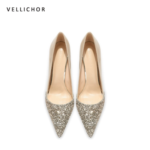 Нюдовые блестки для ногтей, туфли на высоком каблуке с заостренным носом, 2023 года, новая коллекция, 10см