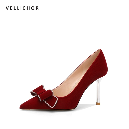 Демисезонные свадебные туфли для принцессы на высоком каблуке с бантиком, обувь