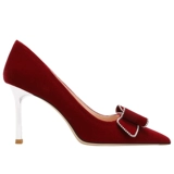 Демисезонные свадебные туфли для принцессы на высоком каблуке с бантиком, обувь