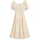 Элегантное платье, корсет с бантиком, длинная юбка, популярно в интернете, средней длины