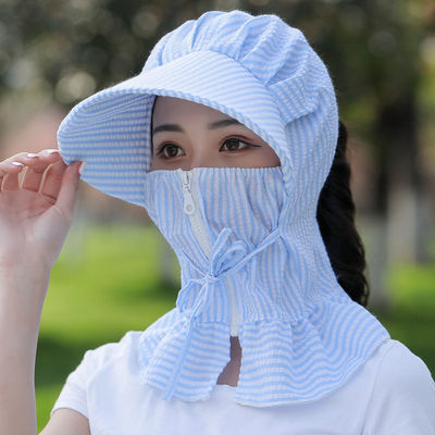 遮阳帽女防晒紫外线韩版新款干活采茶骑车护脸户外夏季面罩太阳帽