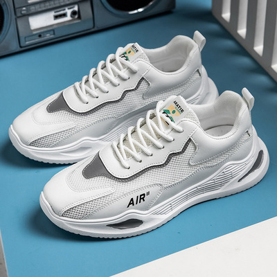 2021夏新款透气镂空男鞋韩版潮流运动休闲鞋反光网面网鞋时尚潮鞋