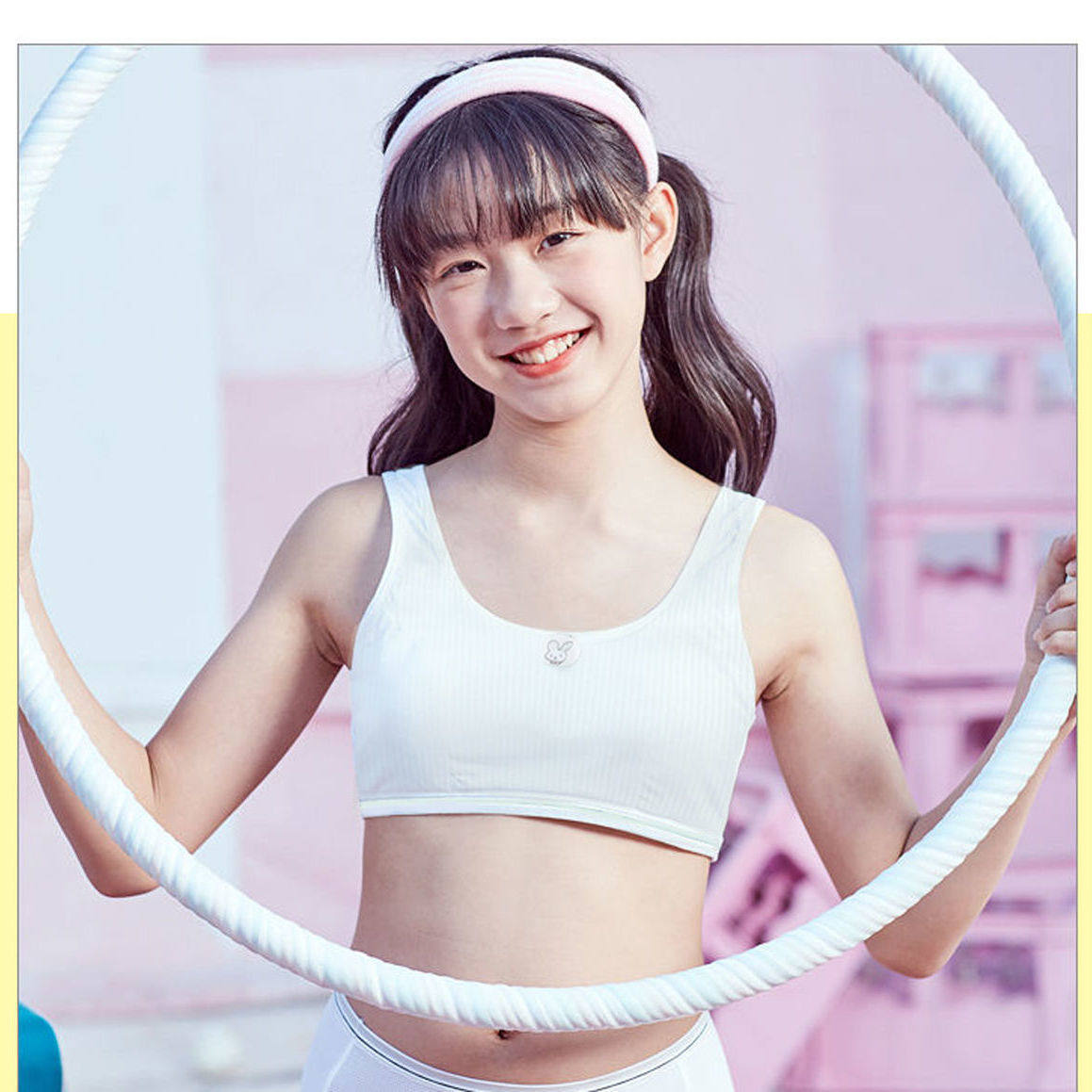 Pure cotton middle school student underwear female Korean version of ring-free big chest show small high school student vest development period big children's bra