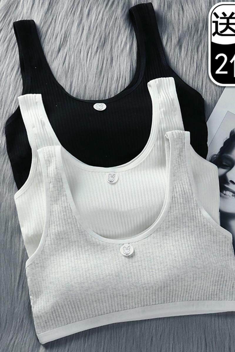 Pure cotton middle school student underwear female Korean version of ring-free big chest show small high school student vest development period big children's bra