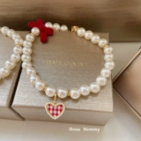 Ожерелье из жемчуга, милый чокер с бантиком, ретро шарф, декор