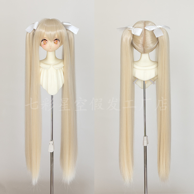 taobao agent Colorful starry sky BJD wig hair embryo 3 -pointer 3 -point doll with long horns with long double ponytail hair embryo