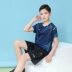 Li Ning quần áo cầu lông trẻ em phù hợp với nam và nữ sinh viên nhanh khô và thoáng khí thi đấu thể thao bóng bàn ngắn tay tùy chỉnh áo chống nắng mùa hè trẻ em Quần áo ngoài trời cho trẻ em