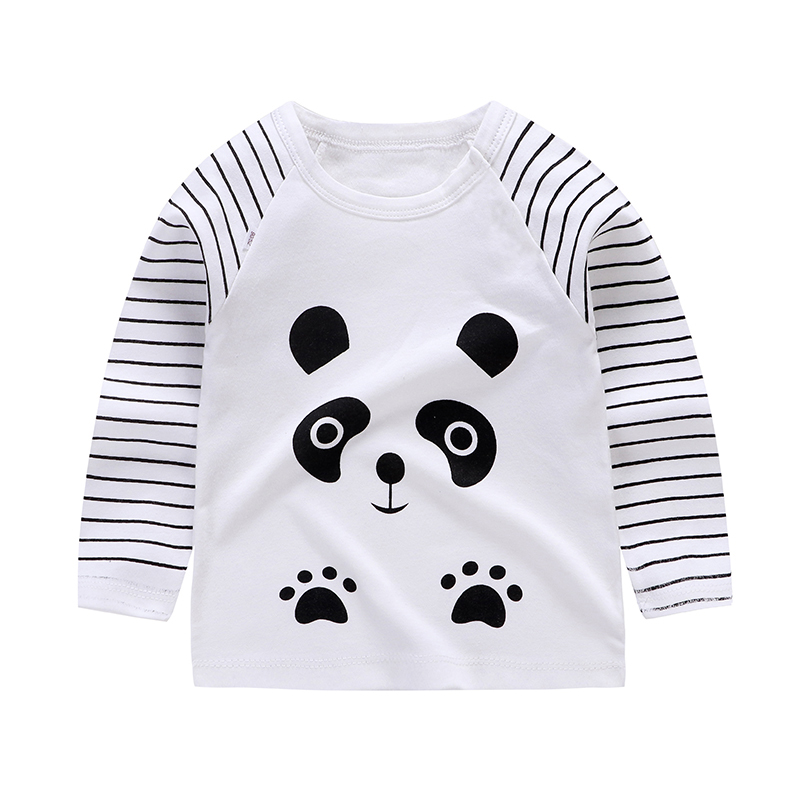F025 T-shirt Giant Panda. & This One Has No Shoulder Buttonchildren pure cotton Long sleeve T-shirt Boy girl Undershirt baby T-shirt Long sleeve jacket baby clothes Spring  tide