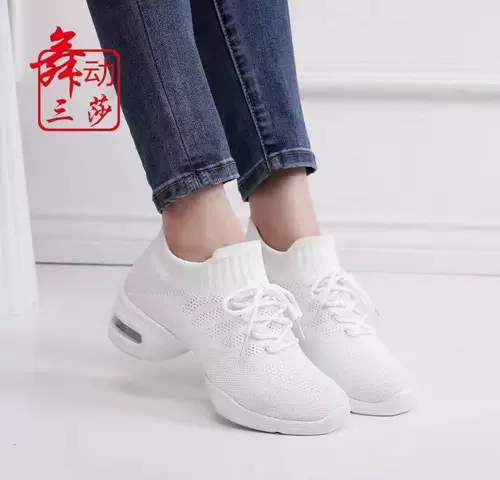 Сан -Ша Аутентичные новые дамы в летней летающей сети мягкий нижний мягкий фон с высокой квадратной джазовой джаз современные танцевальные туфли