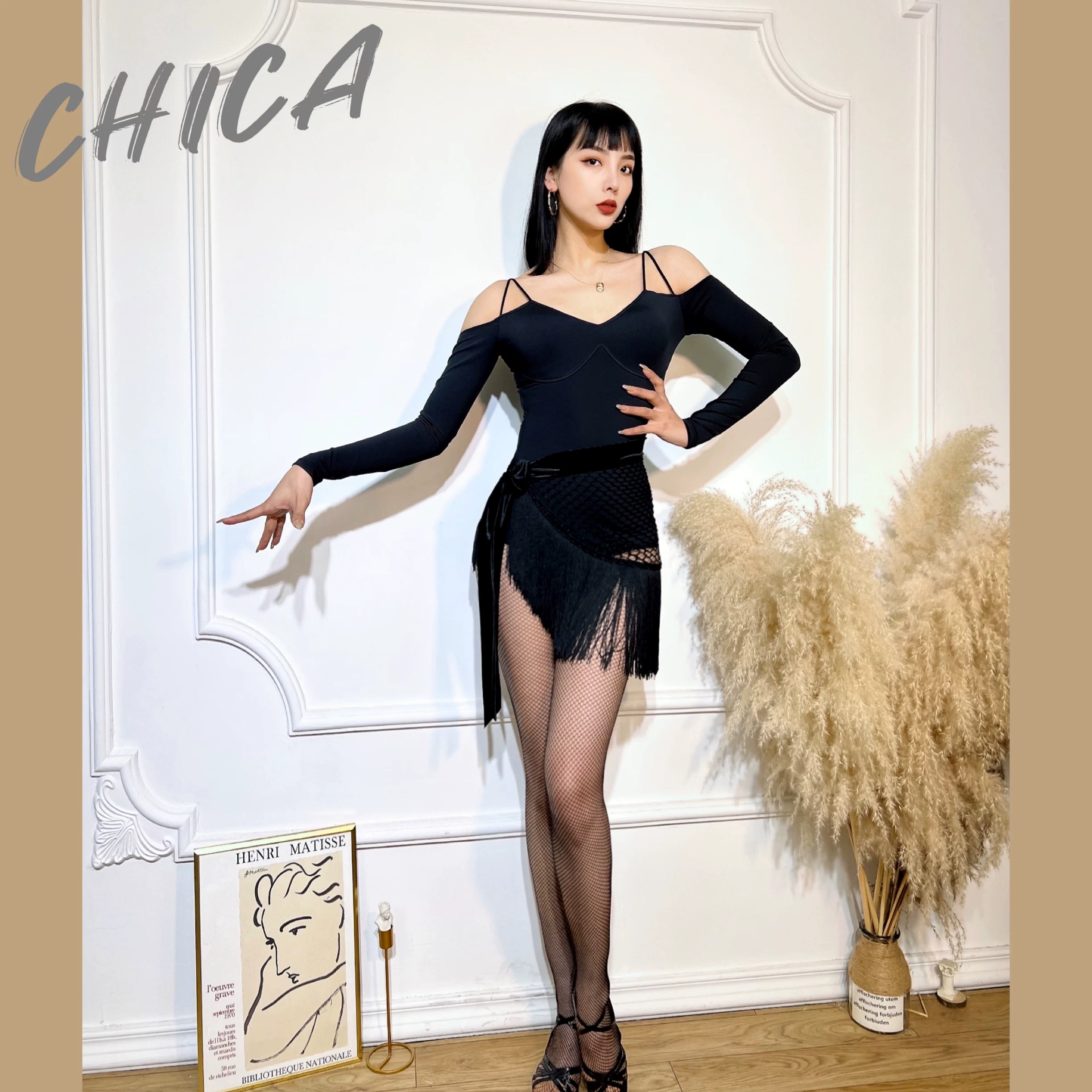 Платье CHICA с длинными рукавами, брюки, открытые плечи и длинные рукава, стиль высокого качества