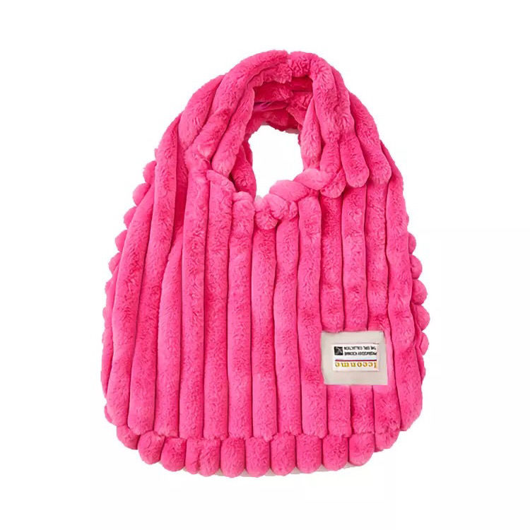 Autumn and Winter New Cute Creative Y2K Fun Mao Large Capacity Wide Shoulder Strap Pink Mao Mao Mao Shoulder Bag Shoulder Bag