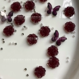 Красный горный чай для маникюра для ногтей, черный трехмерный декор с бабочкой, набор материалов, 2023, популярно в интернете