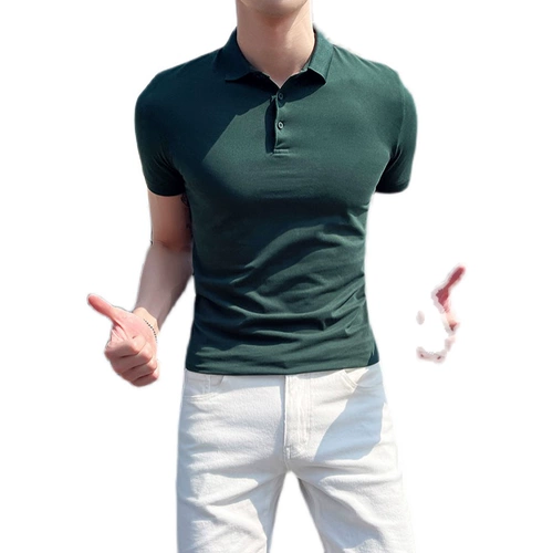 Трендовая однотонная футболка с коротким рукавом для отдыха, универсальная элитная футболка polo