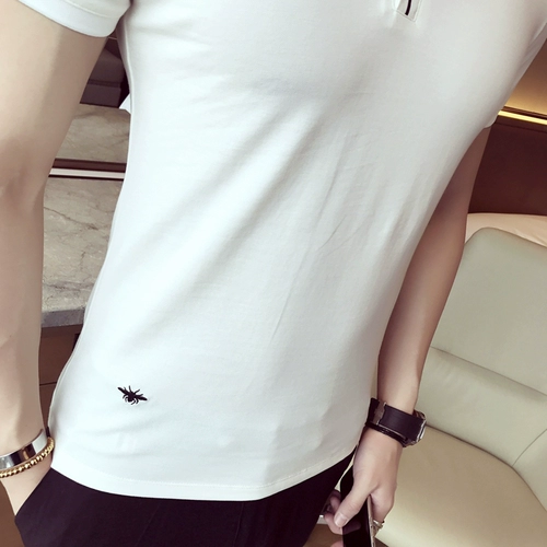 Летняя приталенная футболка polo для отдыха, трендовая футболка с коротким рукавом, с вышивкой, в корейском стиле