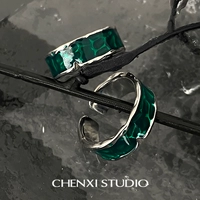 Зеленое безразмерное дизайнерское расширенное брендовое ретро кольцо, изысканный стиль, легкий роскошный стиль