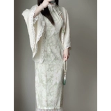 Демисезонное ретро ципао, длинное платье, 2023 года, светлый стиль