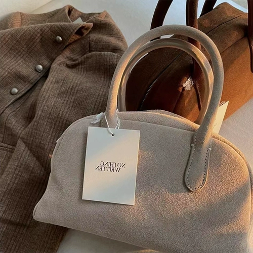 Корейская ниша ничто не написано в боулинге, Замша Бостон Большой -Ретро -модная сумочка ретро