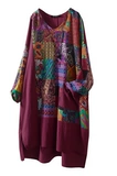 Lcotton Linen Big Size Tunic Print Blouse Top
