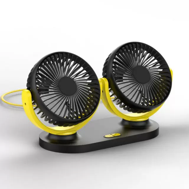 [M5TE 5V USB Fan 360° Rotatable Dual Head 3 Speeds Adjust]