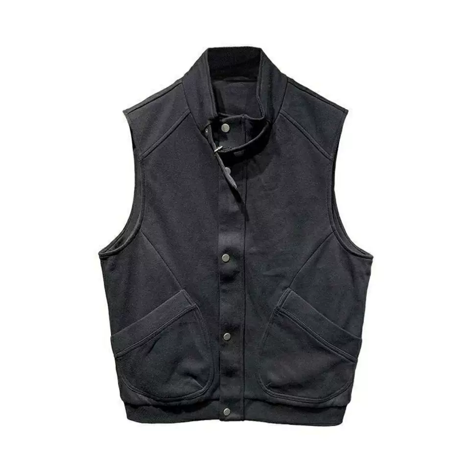 Tail Single | Reverse Season Discipline | Clear Delivery ~ Autumn Zipper Cardigan Vests Male Collar Wireless Poor Pure Color Vest
