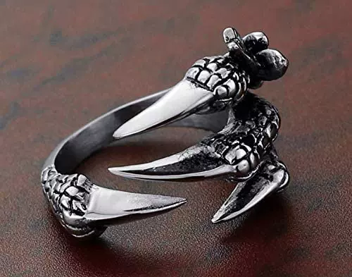 [1pcs Titanium Steel Eagle Dragon Claw Halloween Skull Ring H]