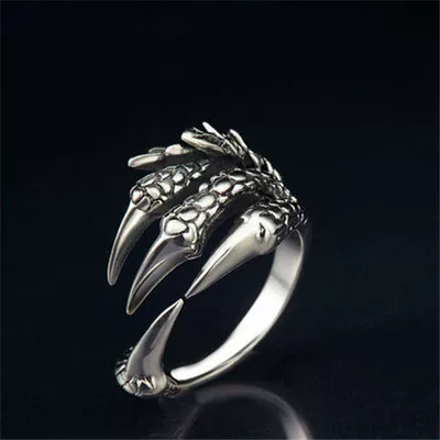 [1pcs Titanium Steel Eagle Dragon Claw Halloween Skull Ring H]