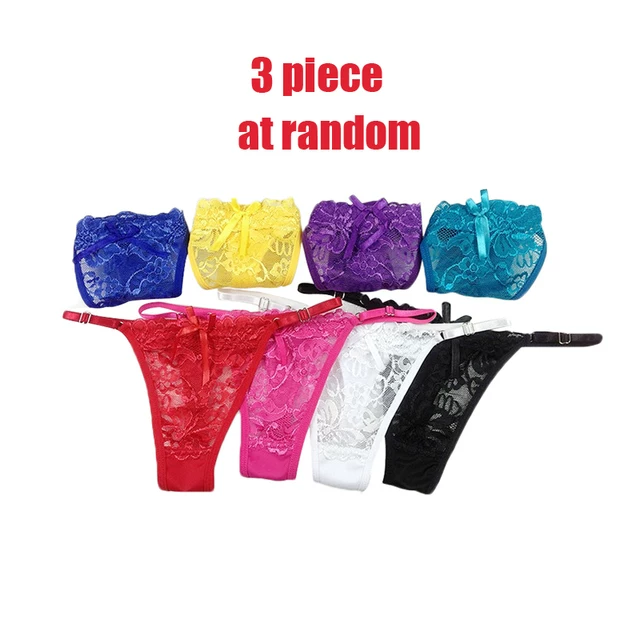 3 шт./набор женщины sexy thong трусики кружевные прозрачные