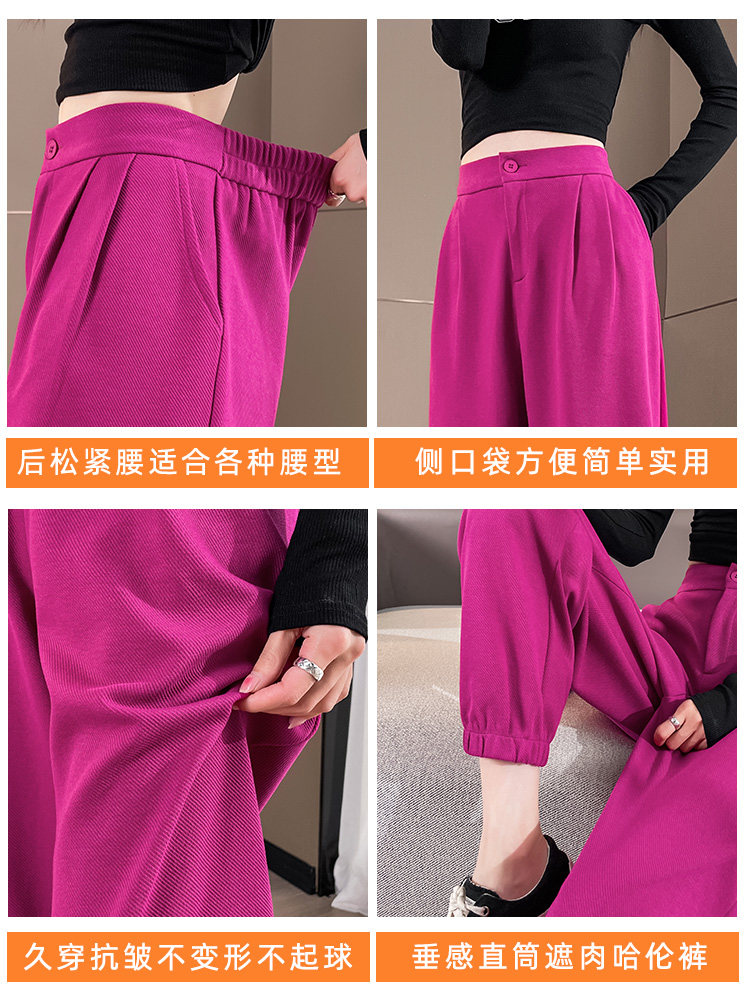 Black early autumn casual pants for women, large-sized high-waisted pants with a slimming drape, cigarette tube pants, autumn and winter fleece straight-leg tight-fitting Harem pants Application Scenario