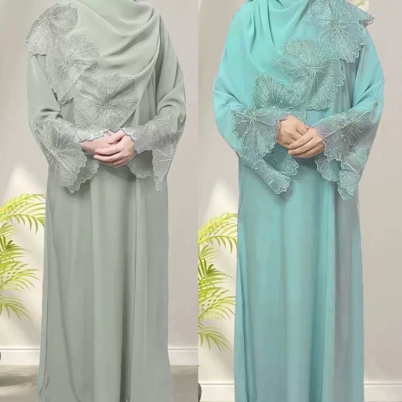 Новое четырехцветное среднеазиатское женское халат Malay Indonesian платье с головным убором в исламском стиле Саудовская Аравия