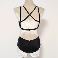 костюм pole dance hopewin新款新色钢管舞服锦纶女性感现代练功服紧身漏后背分体