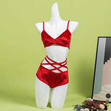 костюм pole dance hopewin钢管舞服新款丝绒套装分体裤专业高端透气性感瑜伽舞蹈服 Hope&win