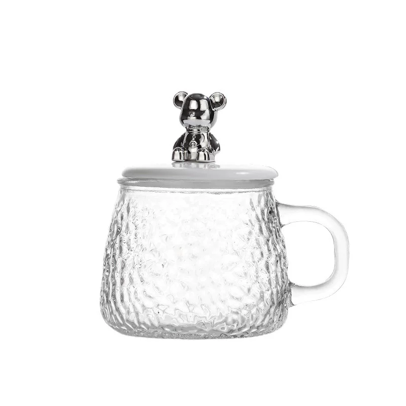 Glass tea cup, flavored tea, with little bears