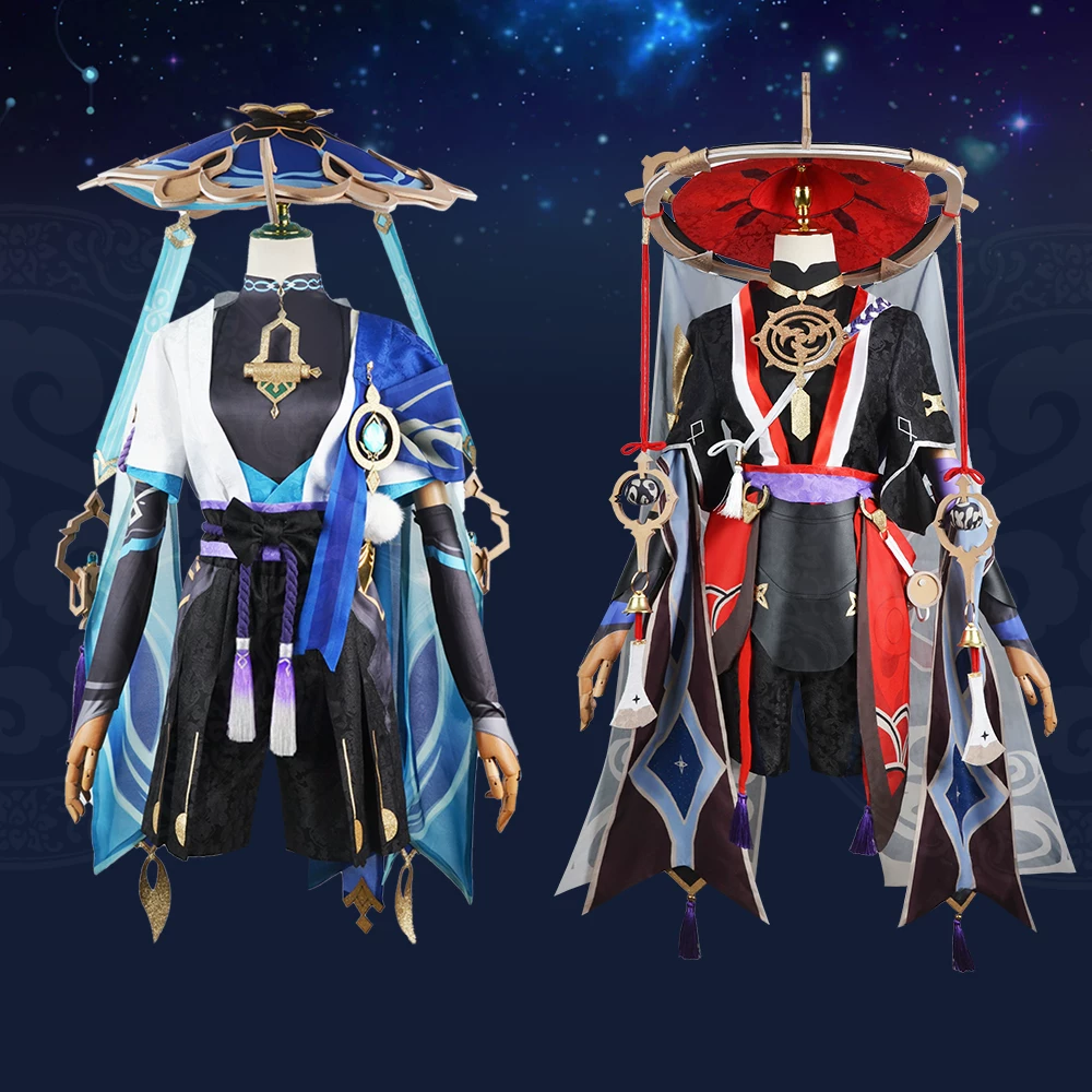 Косплей Scaramouche костюм Genshin Impact парик шляпа полный комплект