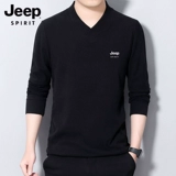 Jeep, толстовка, осенний лонгслив, джип, базовое приятное телу термобелье, свободный крой, V-образный вырез