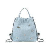 Летний небольшой рюкзак, джинсовая защитная сумка, значок, сумка на одно плечо, делается под заказ, 2023, в стиле Шанель, из натуральной кожи