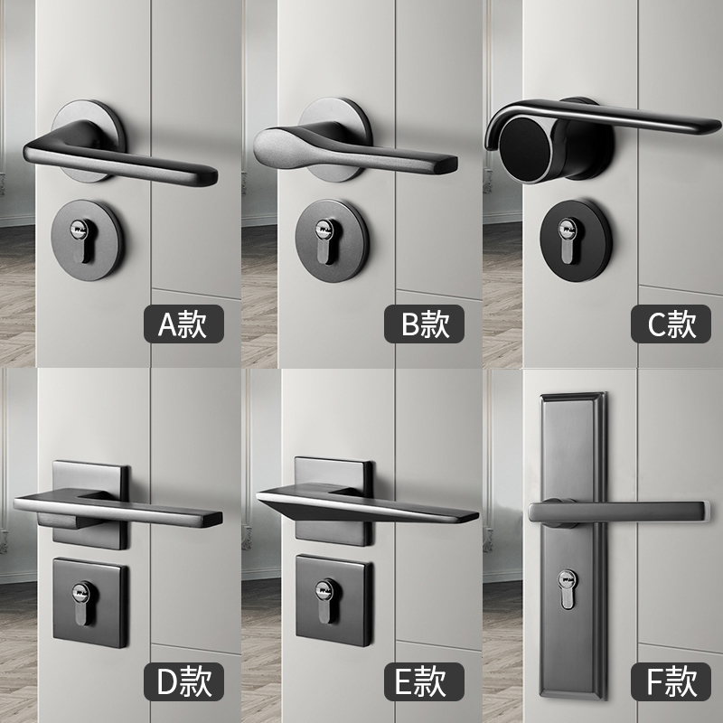 Khóa Cửa Trong Nhà Phòng Ngủ Cửa Hiện Đại Khóa Gia Đình Từ Im Lặng Tay Nắm Cửa Chia Đen Xám Cửa Gỗ