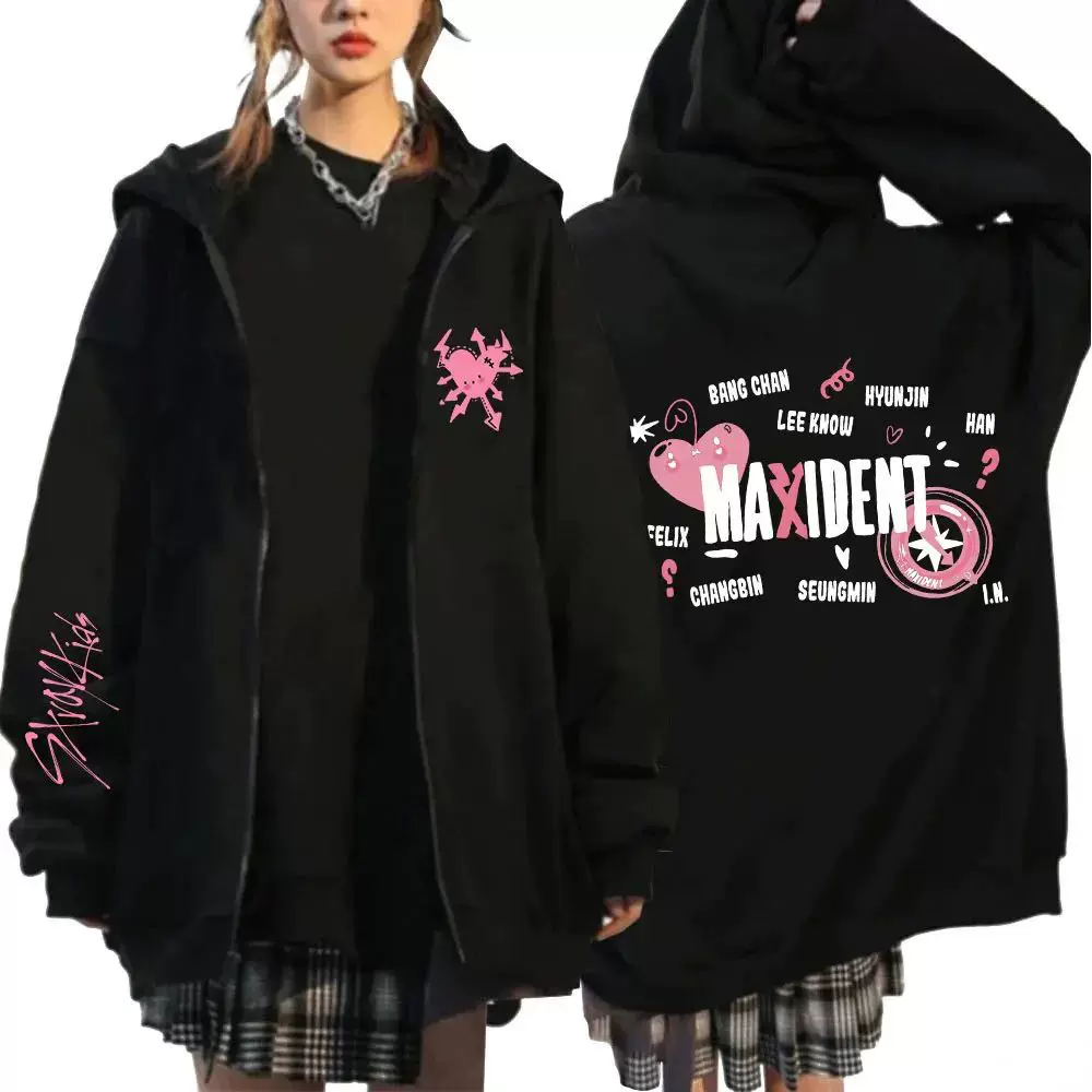 Stray Kids KPOP 5 звёзд Print Zip-Up Hoodie Korean Style Y2K