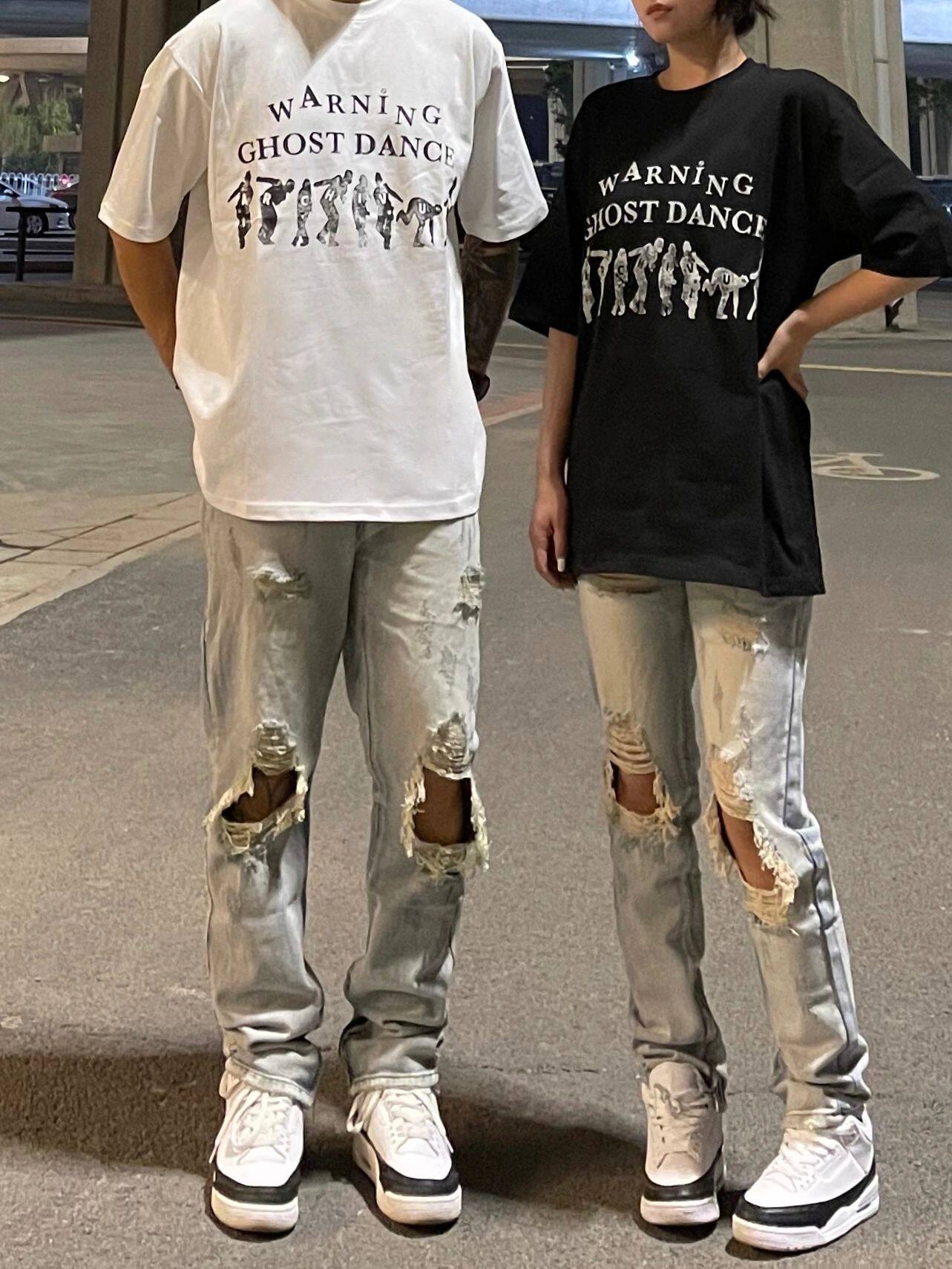 High Street American-style small-leg zipper washable slimming light-colored ripped jeans for men, ins trendy brand slimming couple pants