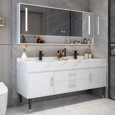 Tủ phòng tắm đá phiến tùy chỉnh 
            đơn giản bồn rửa mặt trong phòng tắm hiện đại kết hợp tủ chậu rửa thông minh chậu rửa phòng tắm tủ gương tủ gương nhà tắm gương tủ phòng tắm 