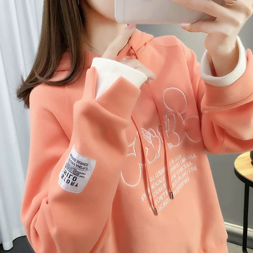 Осенняя толстовка с капюшоном, комплект для школьников, куртка, большой размер, оверсайз, в корейском стиле